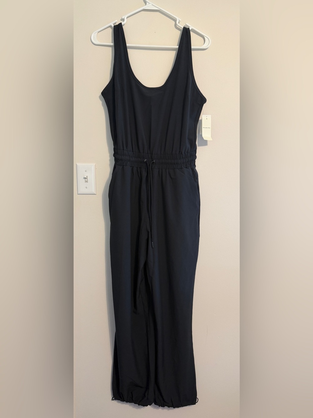 NWT ABERCROMBIE & FITCH Black Sleeveless Jumpsuit with Drawstring Waist